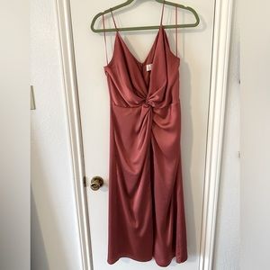 Keepsake Romance Knot Front Slip Midi Dress